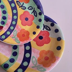 NWOT Italian Pottery Colorful Pattern set of two